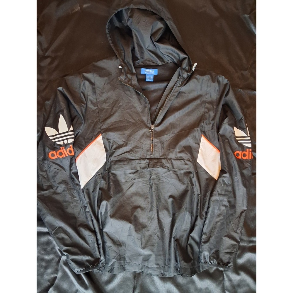 Adidas Originals Anorak Windbreaker Hooded Jacket Black BQ7524 Size M